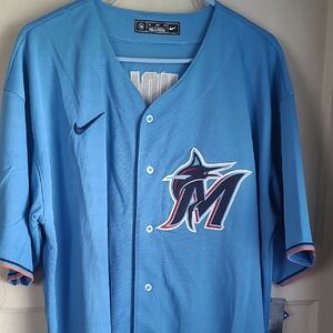 Jazz Chisholm Jr. Miami Marlins rare light blue jersey